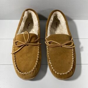 Mypillow MySlippers Shoes Men's 12 Chestnut Leather Suede Faux Fur Slippers